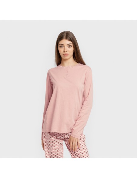 Pijama largo algodón Tana rosa keike pijamas-largos-de-mujer