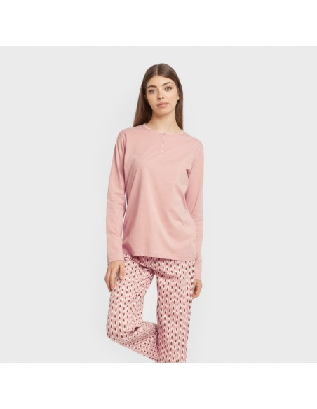 Pijama largo algodón Tana rosa keike pijamas-largos-de-mujer