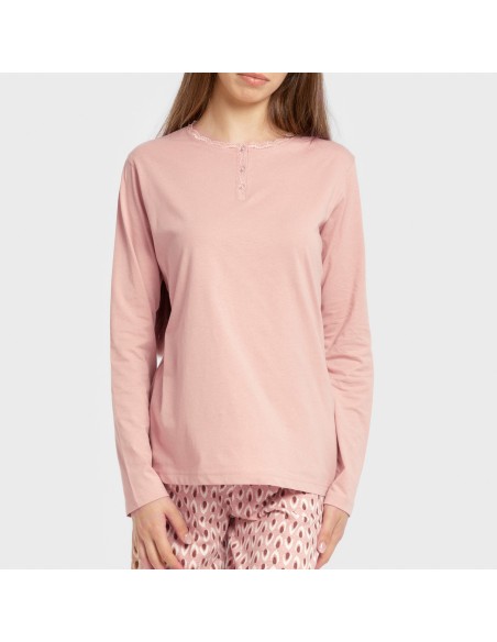 Pijama largo algodón Tana rosa keike pijamas-largos-de-mujer