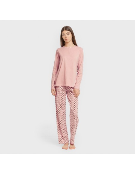 Pijama largo algodón Tana rosa keike pijamas-largos-de-mujer