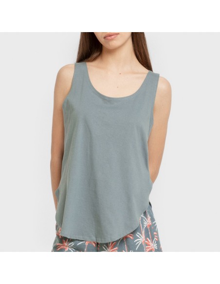 Pijama corto algodón Creta verde francés pijamas-cortos-mujer
