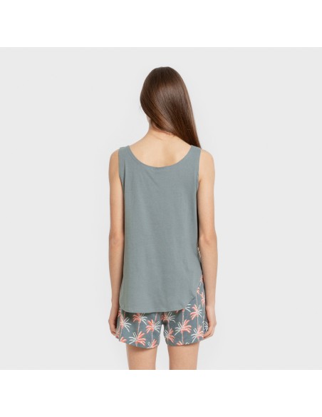 Pijama corto algodón Creta verde francés pijamas-cortos-mujer