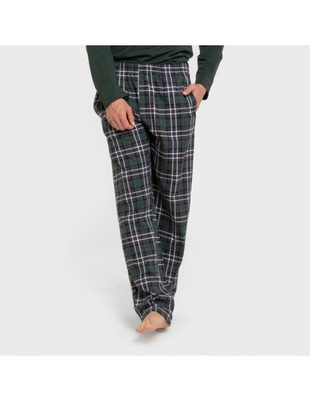 Pijama largo algodón hombre Cuadro Guelo verde pijamas-largos-hombre