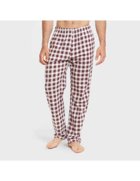 Pijama largo algodón hombre Cuadro Gustavo burdeos pijamas-largos-hombre
