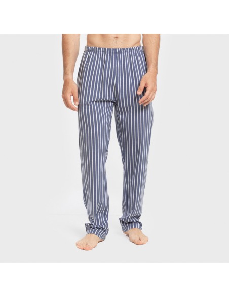 Pijama largo algodón hombre Raya Fernando azul pijamas-largos-hombre