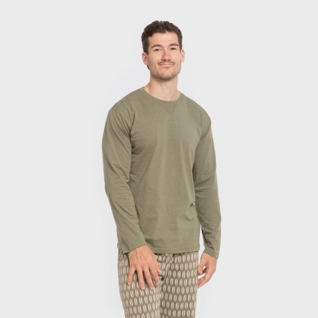 Pijama largo algodón hombre Arpani verde pijamas-largos-hombre