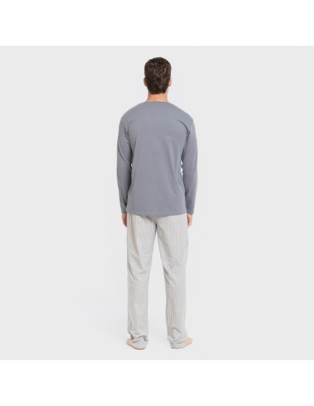 Pijama largo algodón hombre Raya Ben azul pijamas-largos-hombre