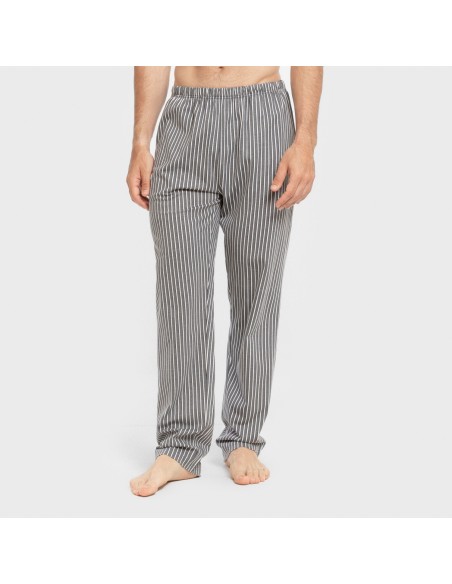 Pijama largo algodón hombre Raya Hercules gris pijamas-largos-hombre