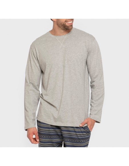 Pijama largo algodón hombre Evelio gris pijamas-largos-hombre