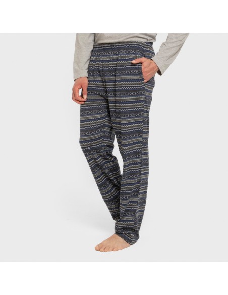 Pijama largo algodón hombre Evelio gris pijamas-largos-hombre