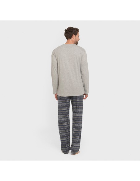 Pijama largo algodón hombre Evelio gris pijamas-largos-hombre