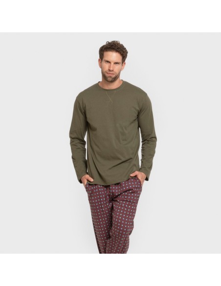 Pijama largo algodón hombre Gladiolo verde caceria pijamas-largos-hombre
