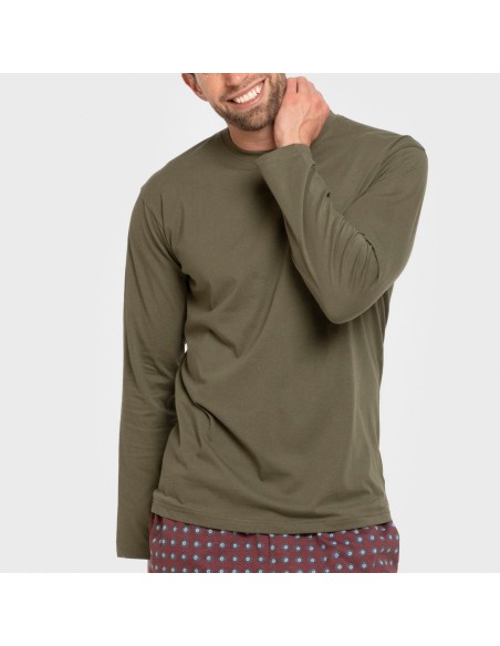 Pijama largo algodón hombre Gladiolo verde caceria pijamas-largos-hombre