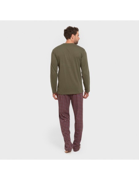 Pijama largo algodón hombre Gladiolo verde caceria pijamas-largos-hombre