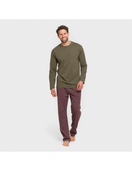 Pijama largo algodón hombre Gladiolo verde caceria pijamas-largos-hombre