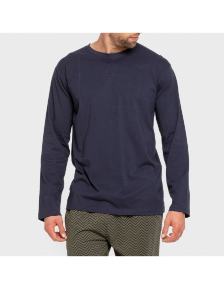 Pijama largo algodón hombre Miquelle verde caceria pijamas-largos-hombre