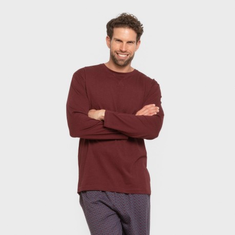 Pijama largo algodón hombre Harry burdeos pijamas-largos-hombre