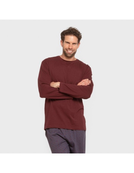 Pijama largo algodón hombre Harry burdeos pijamas-largos-hombre