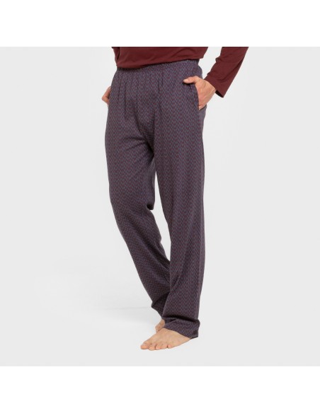 Pijama largo algodón hombre Harry burdeos pijamas-largos-hombre