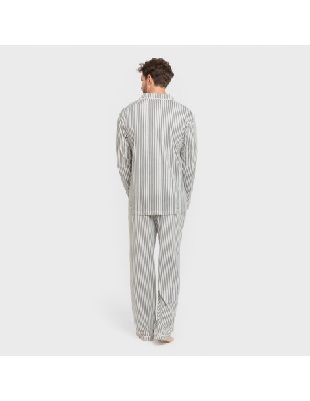 Pijama largo camisero algodón hombre Raya Ceballos indigo pijamas-largos-hombre