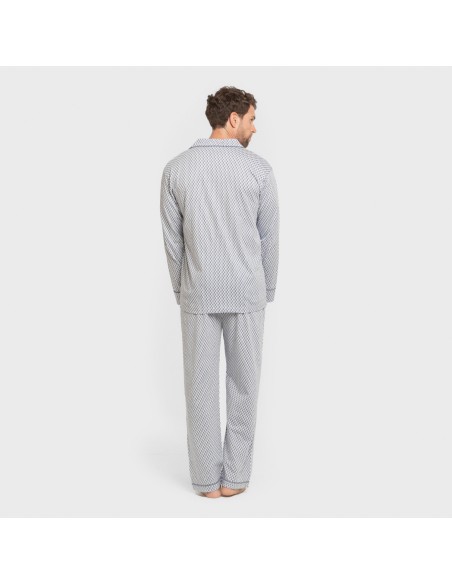Pijama largo camisero algodón hombre Harry celeste pijamas-largos-hombre