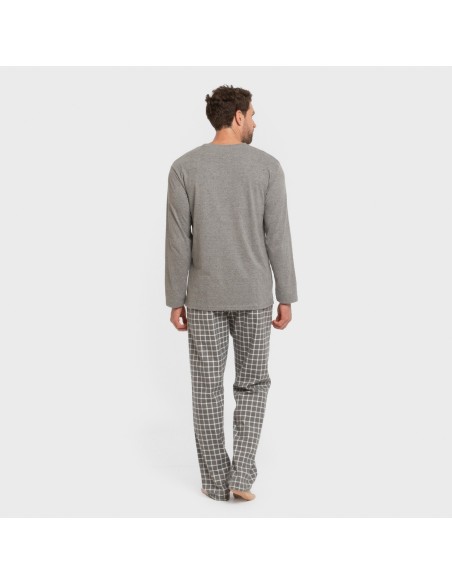 Pijama hombre franela Cuadro Roberto gris pijamas-largos-hombre