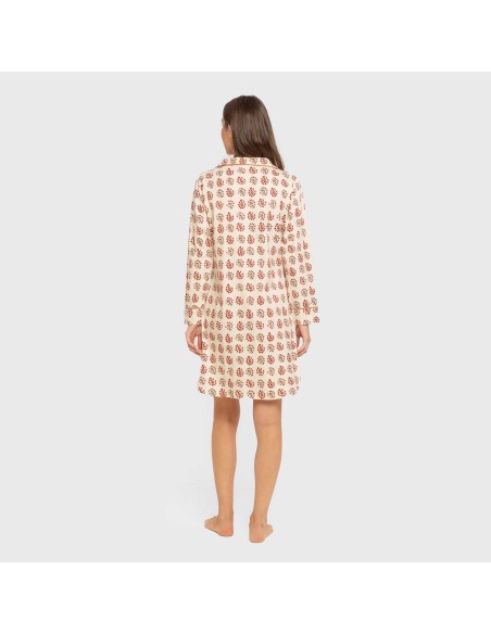 Camisón manga larga camisero algodón Brianda teja vestidos-y-blusones-mujer
