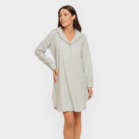 Camisón manga larga camisero algodón Dune indigo vestidos-y-blusones-mujer