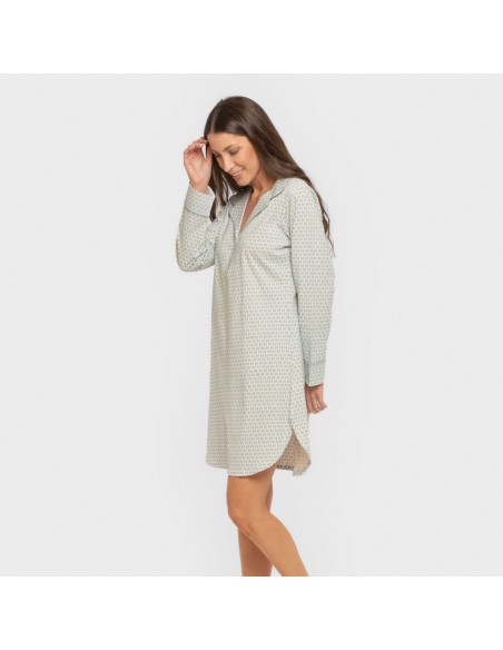 Camisón manga larga camisero algodón Dune indigo vestidos-y-blusones-mujer