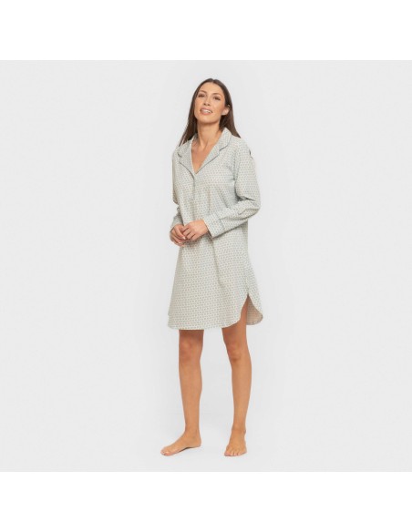 Camisón manga larga camisero algodón Dune indigo vestidos-y-blusones-mujer
