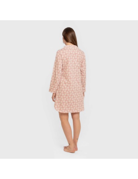 Camisón manga larga camisero algodón Medusa rosa vestidos-y-blusones-mujer