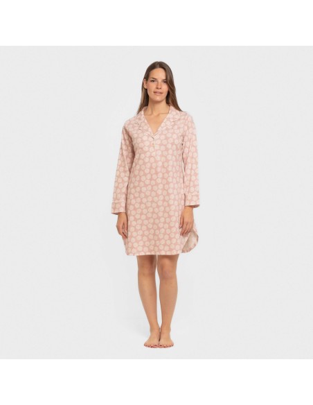 Camisón manga larga camisero algodón Medusa rosa vestidos-y-blusones-mujer