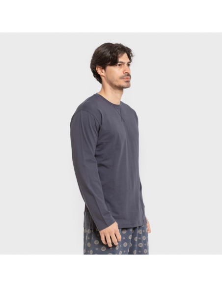 Pijama largo algodón hombre Juanlu azul pijamas-largos-hombre