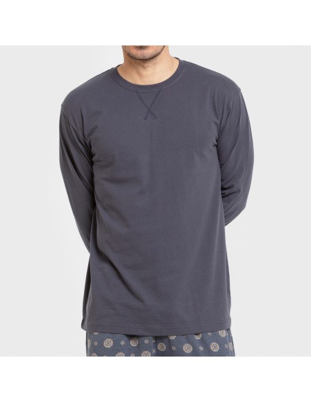 Pijama largo algodón hombre Juanlu azul pijamas-largos-hombre