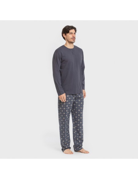 Pijama largo algodón hombre Juanlu azul pijamas-largos-hombre