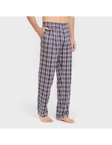 Pijama largo algodón hombre Cuadro Edison burdeos pijamas-largos-hombre