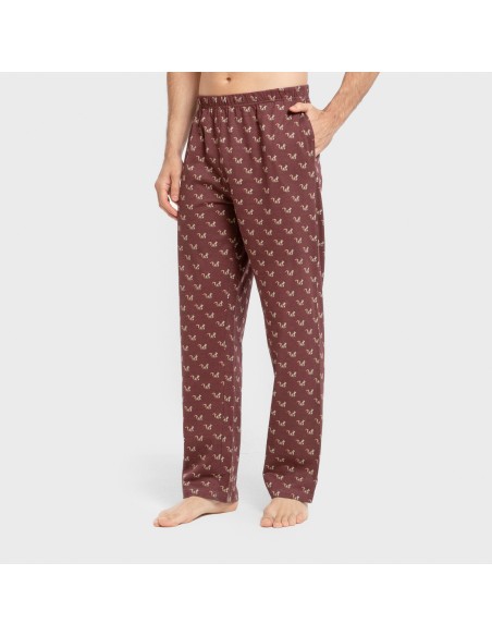 Pijama largo algodón hombre Ardillas azul marino pijamas-largos-hombre