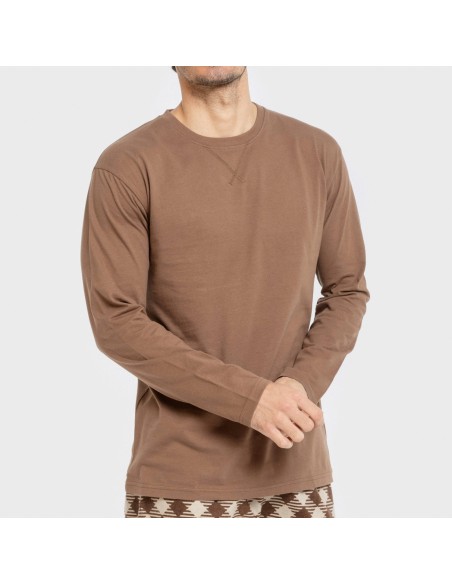 Pijama hombre franela Cuadro Bogota marrón pijamas-largos-hombre