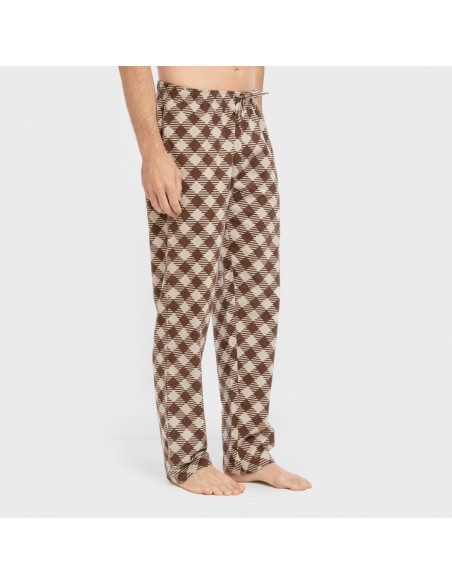 Pijama hombre franela Cuadro Bogota marrón pijamas-largos-hombre
