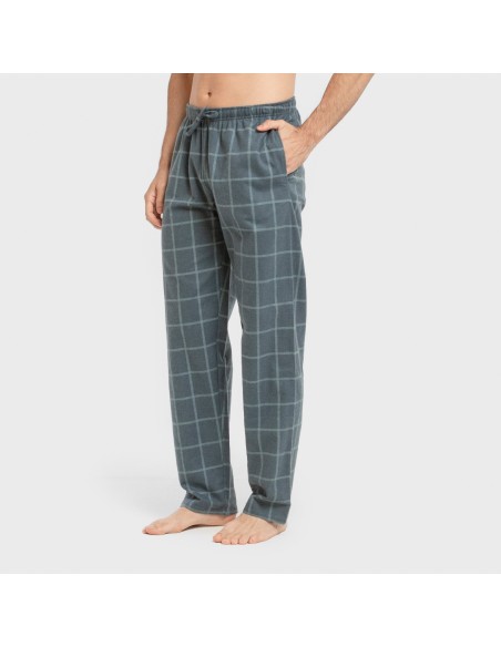 Pijama hombre franela Cuadro Andino verde azul claro pijamas-largos-hombre