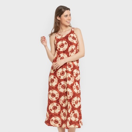 Vestido largo tirantes crepe Dugan teja vestidos-y-blusones-mujer