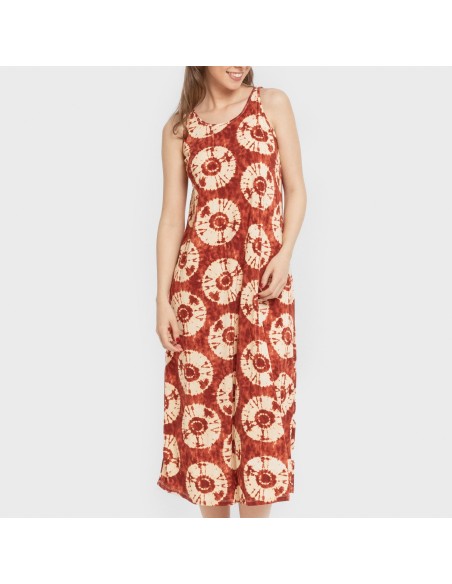 Vestido largo tirantes crepe Dugan teja vestidos-y-blusones-mujer