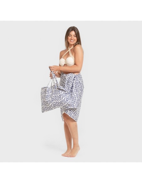 Pack Toalla Pareo + Bolso Beriche azul toallas