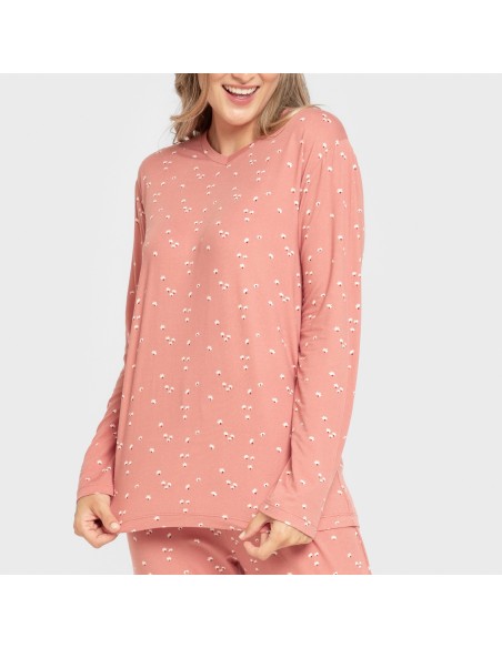 Pijama largo mujer soft Tabitha marsala pijamas-largos-de-mujer