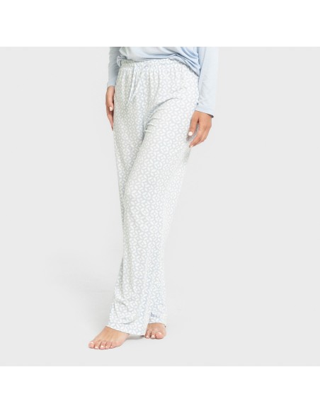 Pijama largo mujer soft Clau celeste pijamas-largos-de-mujer