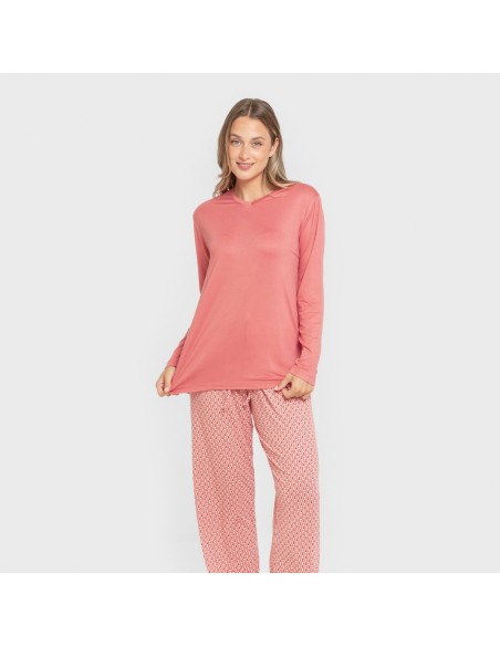 Pijama largo mujer soft Leonor marsala pijamas-largos-de-mujer