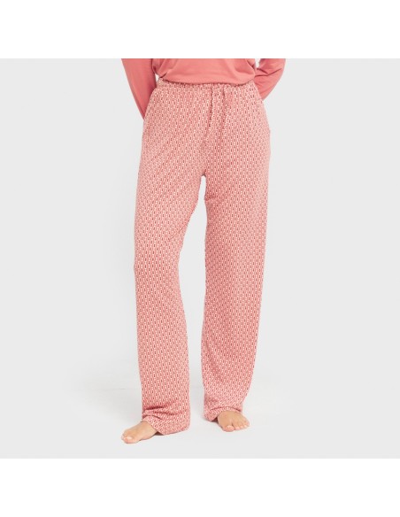 Pijama largo mujer soft Leonor marsala pijamas-largos-de-mujer