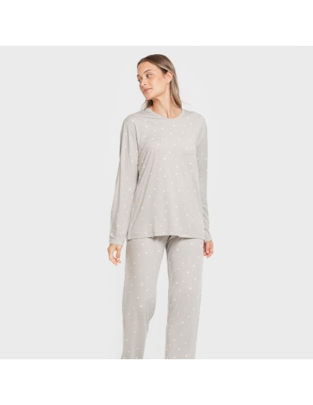 Pijama largo mujer soft Ambarina gris pijamas-largos-de-mujer