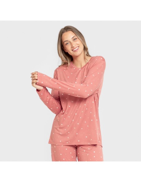 Pijama largo mujer soft Ambarina marsala pijamas-largos-de-mujer