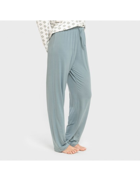 Pijama largo mujer soft Joy agua marina pijamas-largos-de-mujer